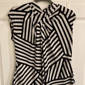 Black and white stripped sleeveless blouse